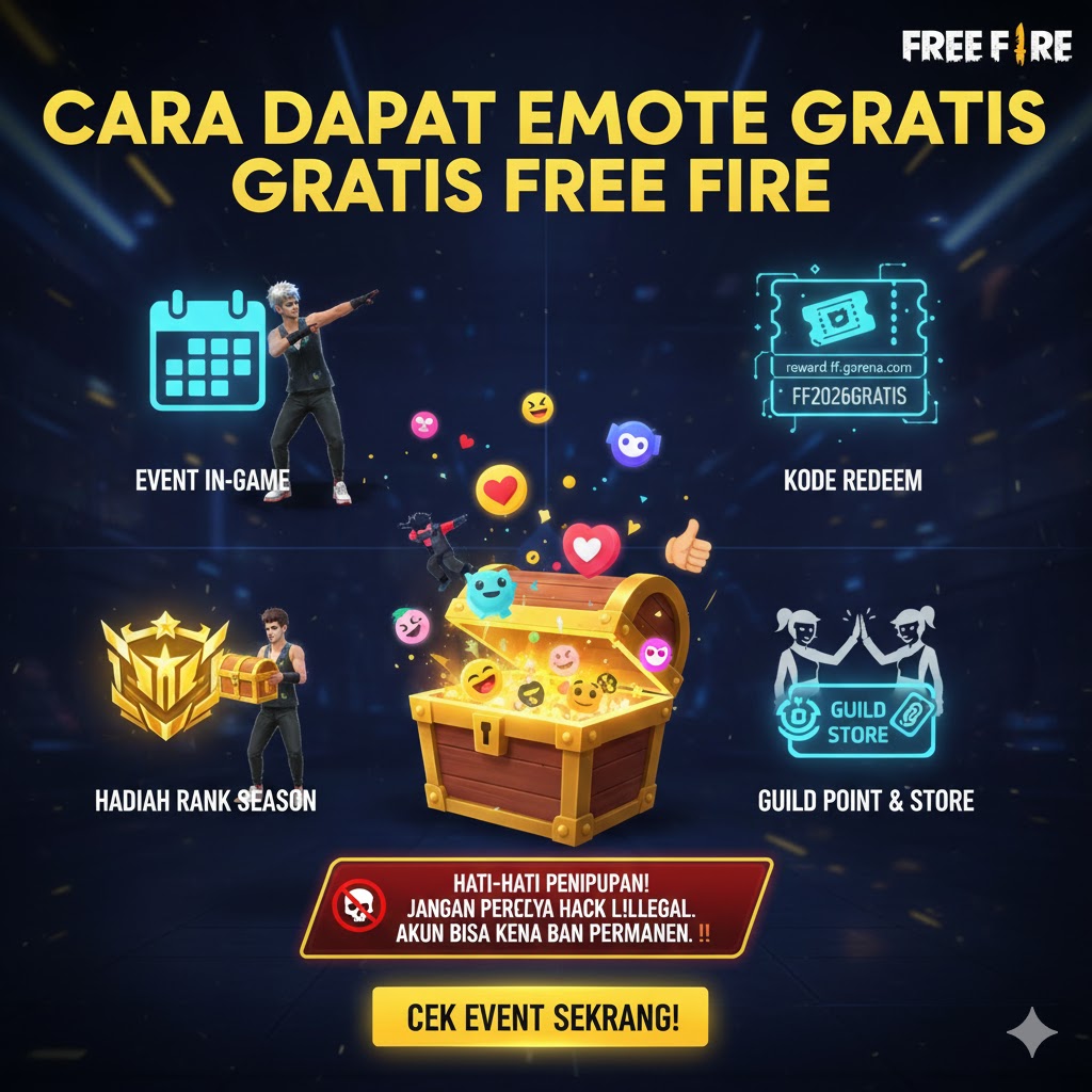 Cara Dapat Emote Gratis Free Fire Tanpa Top Up 2026!