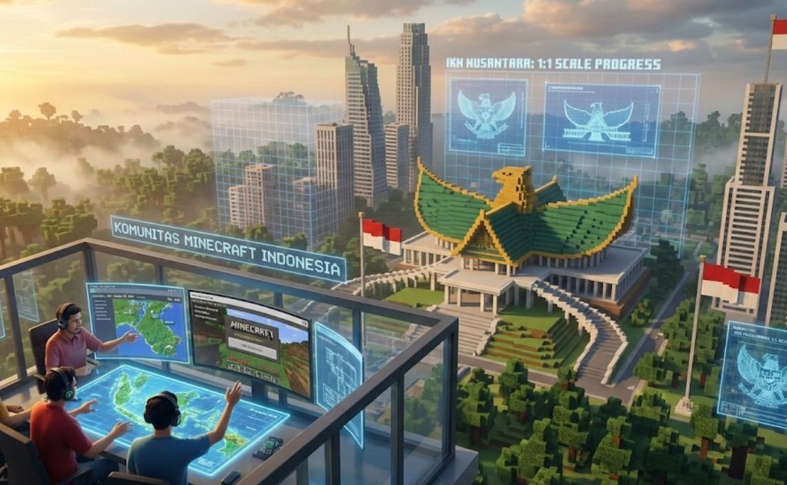 Komunitas Minecraft Indonesia Bangun Replika IKN 1:1 dengan Detail Sempurna